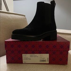 Tory Burch Black Suede Ankle Booties